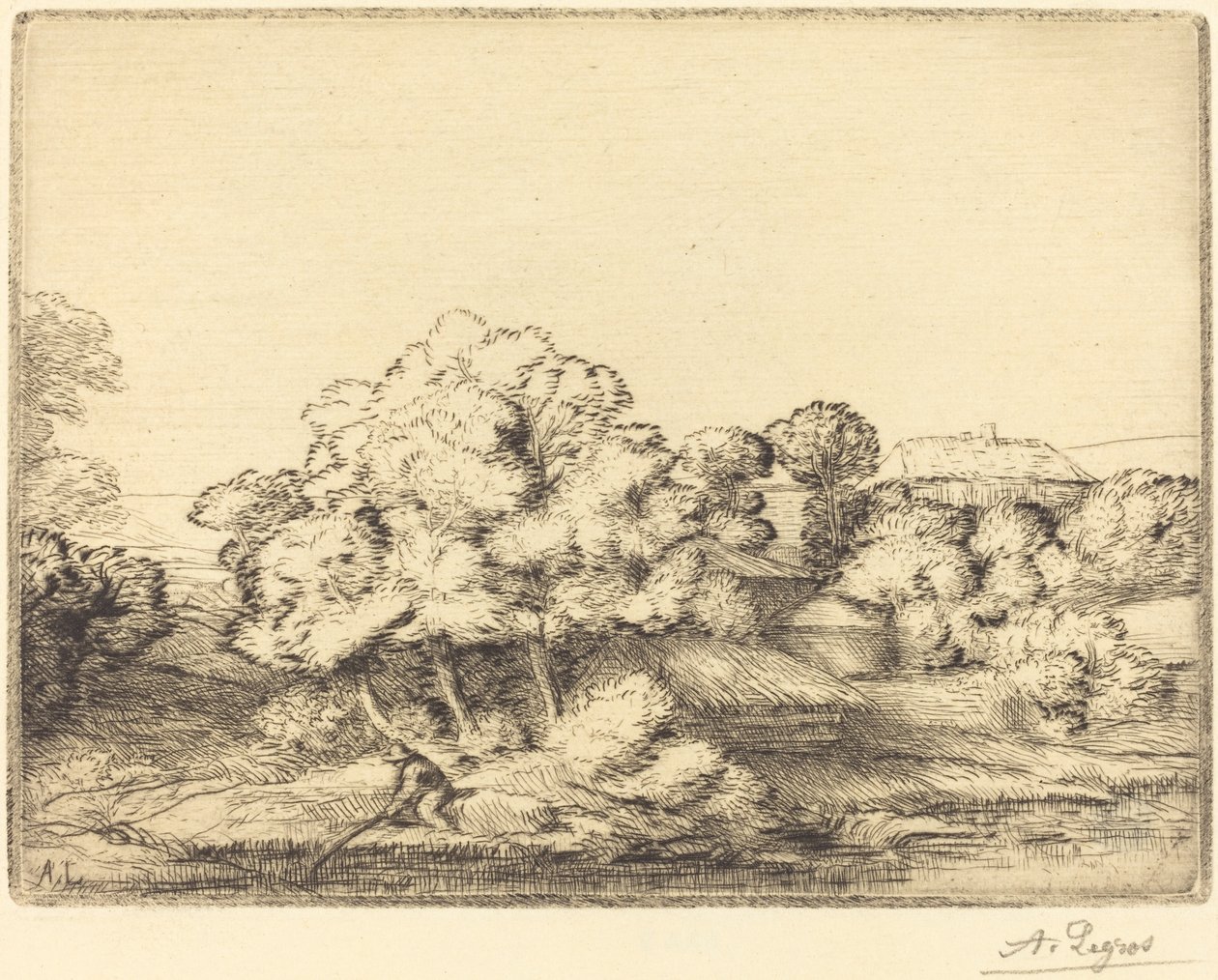 Hamlet lähellä järveä Kylä lähellä järveä. tekijältä Alphonse Legros