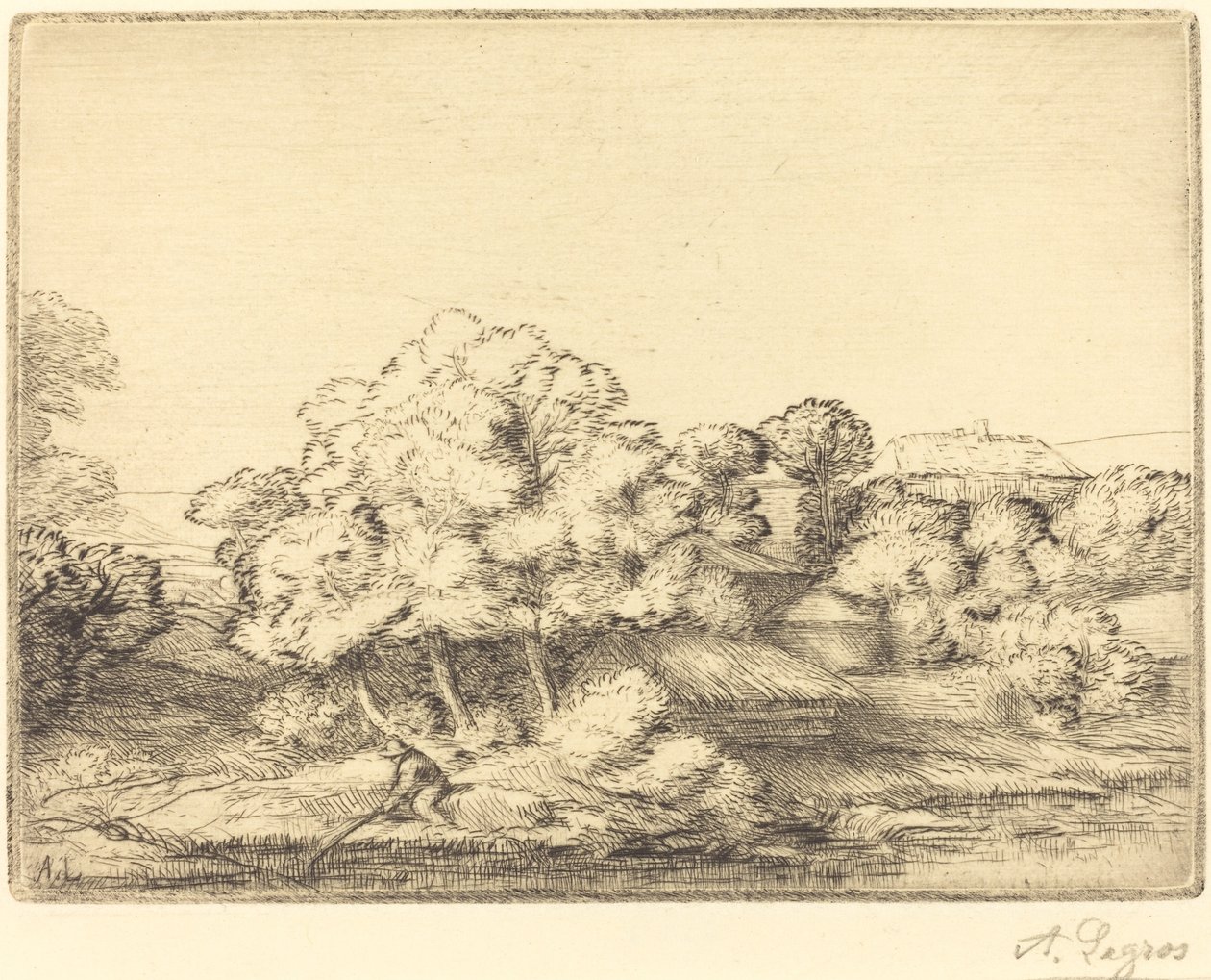 Hamlet lähellä järveä Kylä lähellä järveä. tekijältä Alphonse Legros
