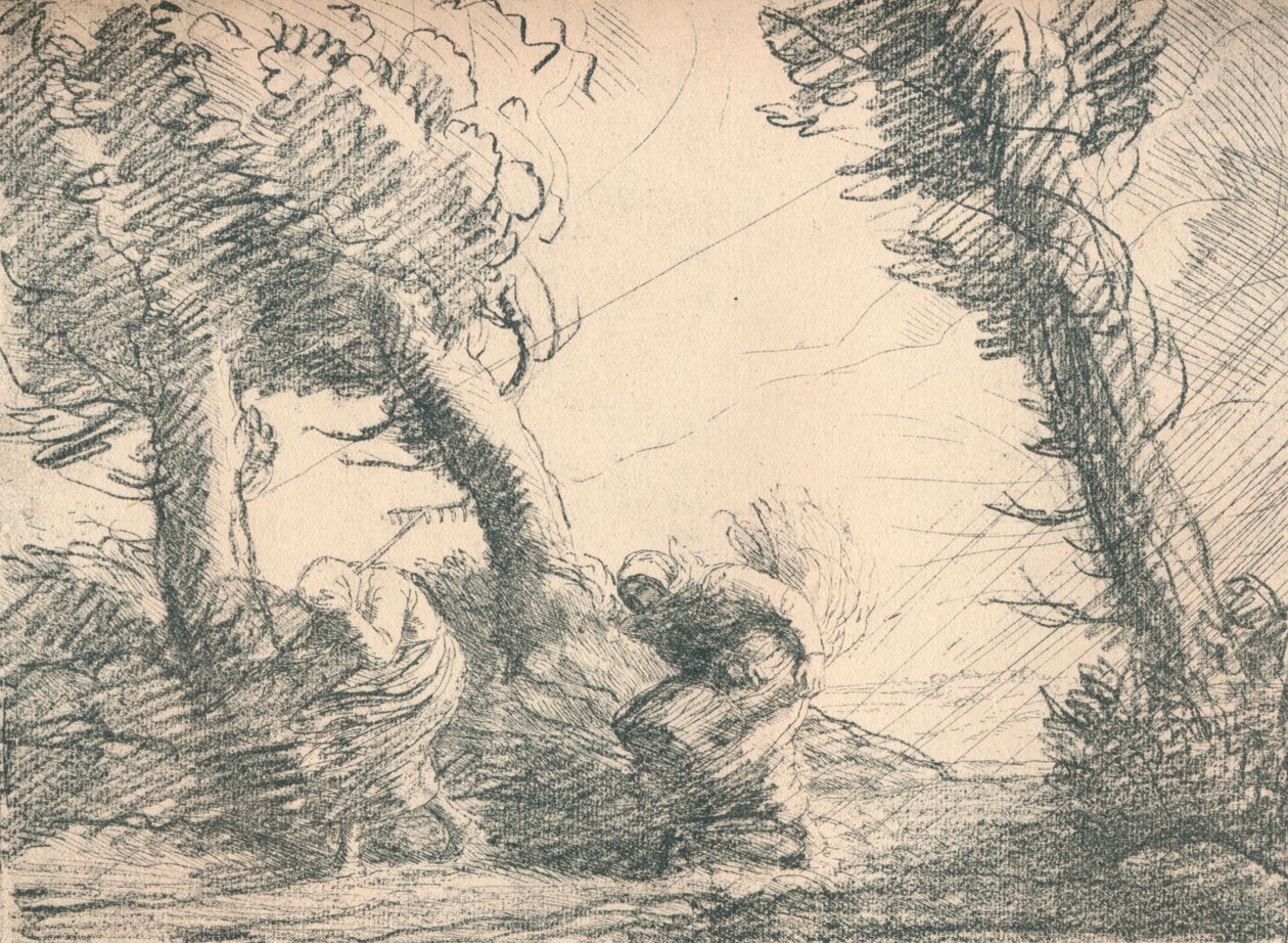 Myrskyn yllättämät hakkuukoneet, n. 1900, 1923 tekijältä Alphonse Legros