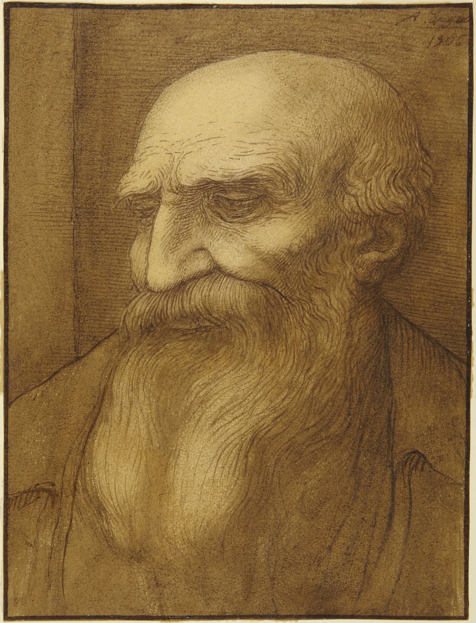 Parrakkaan miehen pää tekijältä Alphonse Legros