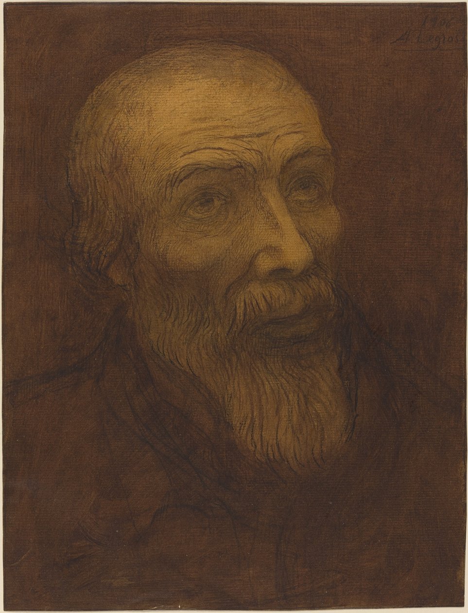 Partaisen kaljun miehen pää tekijältä Alphonse Legros
