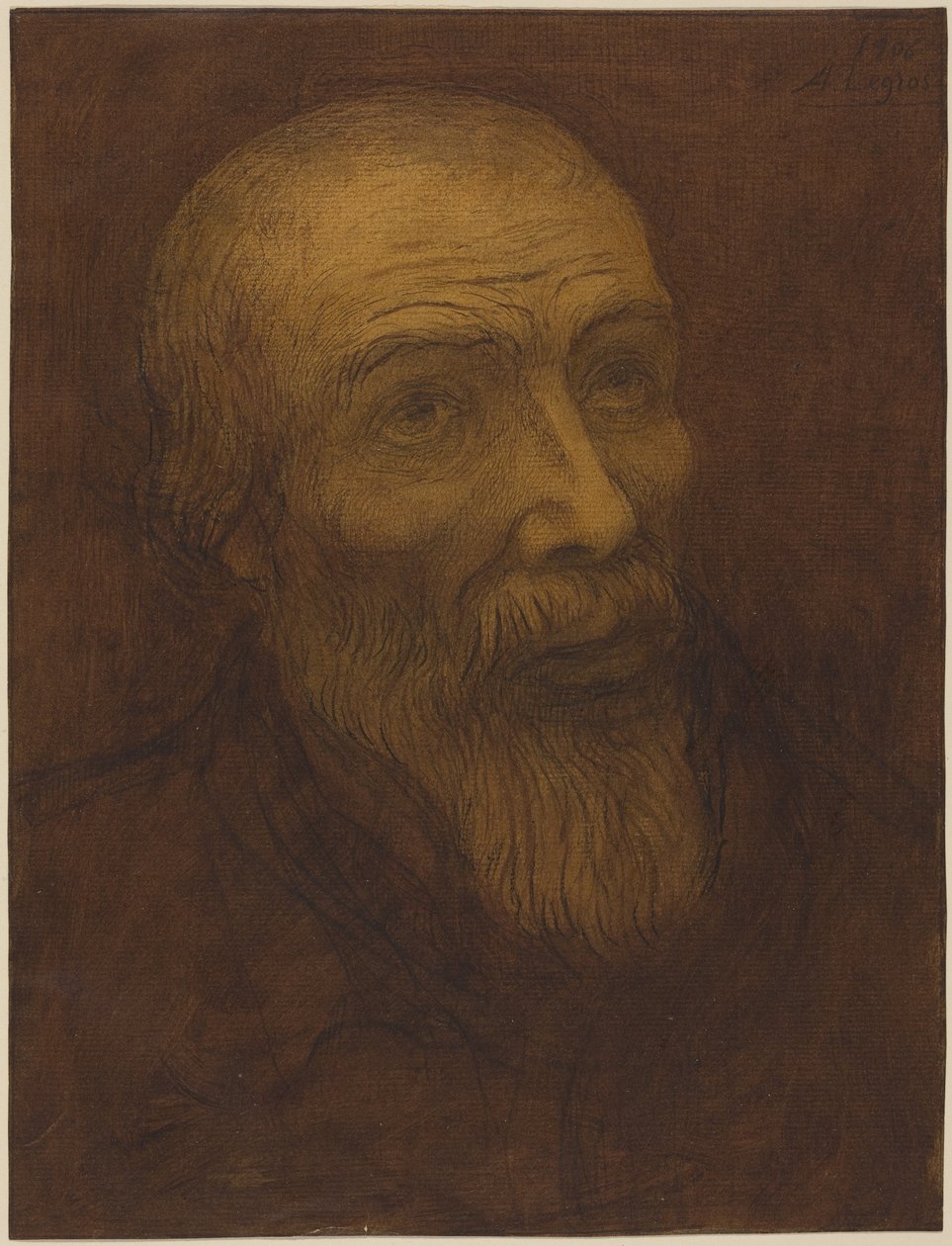 Parrakas kaljupään miehen pää tekijältä Alphonse Legros