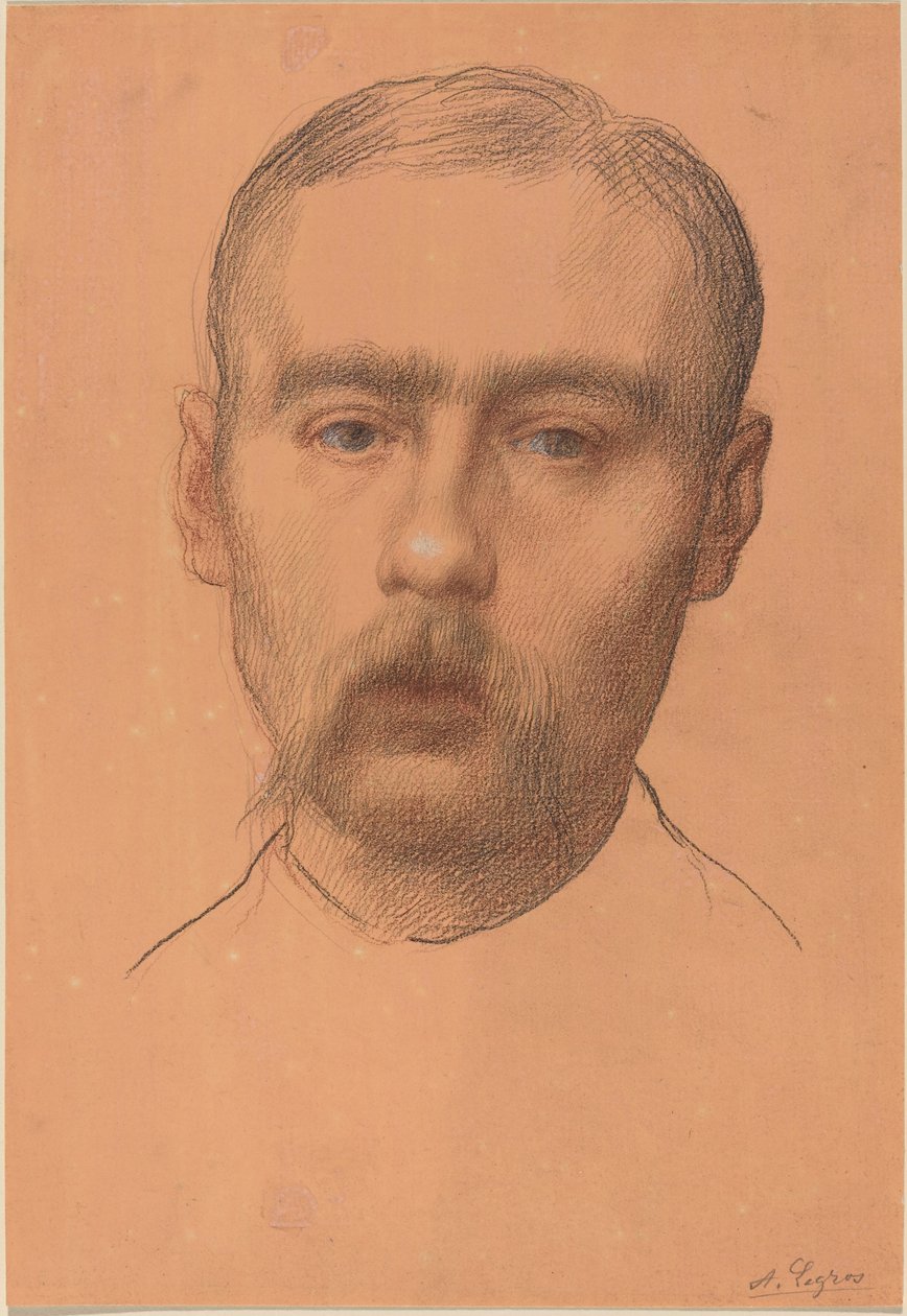 Miehen pää (mahdollinen professori E.D. Adamsin muotokuva) tekijältä Alphonse Legros