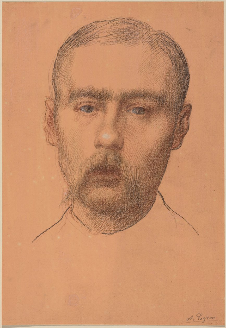 Miehen pää  (mahdollisesti professori E.D. Adamsin muotokuva) tekijältä Alphonse Legros