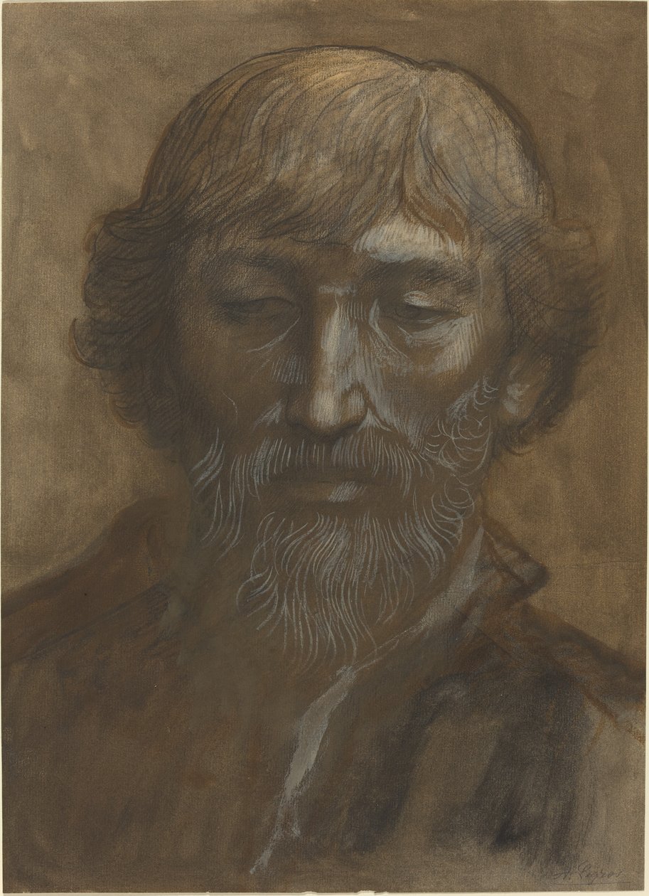 Miehen pää, koko kasvot. tekijältä Alphonse Legros