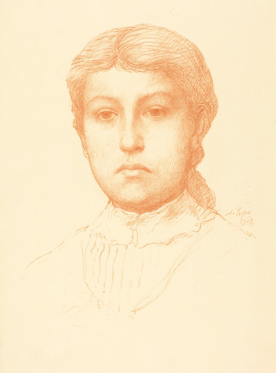 Nuoren tytön pää (Tete de jeune fille) tekijältä Alphonse Legros