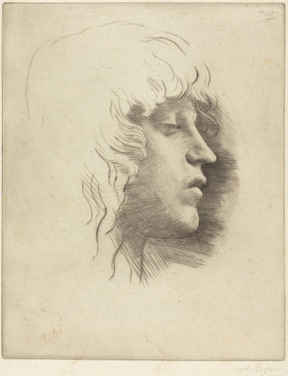 Nuoren tytön pää (Tete de jeune fille) tekijältä Alphonse Legros