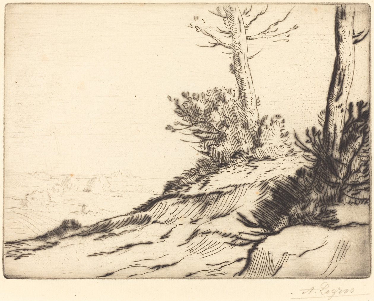 Kukkula pensaineen (La butte aux broussailles) tekijältä Alphonse Legros
