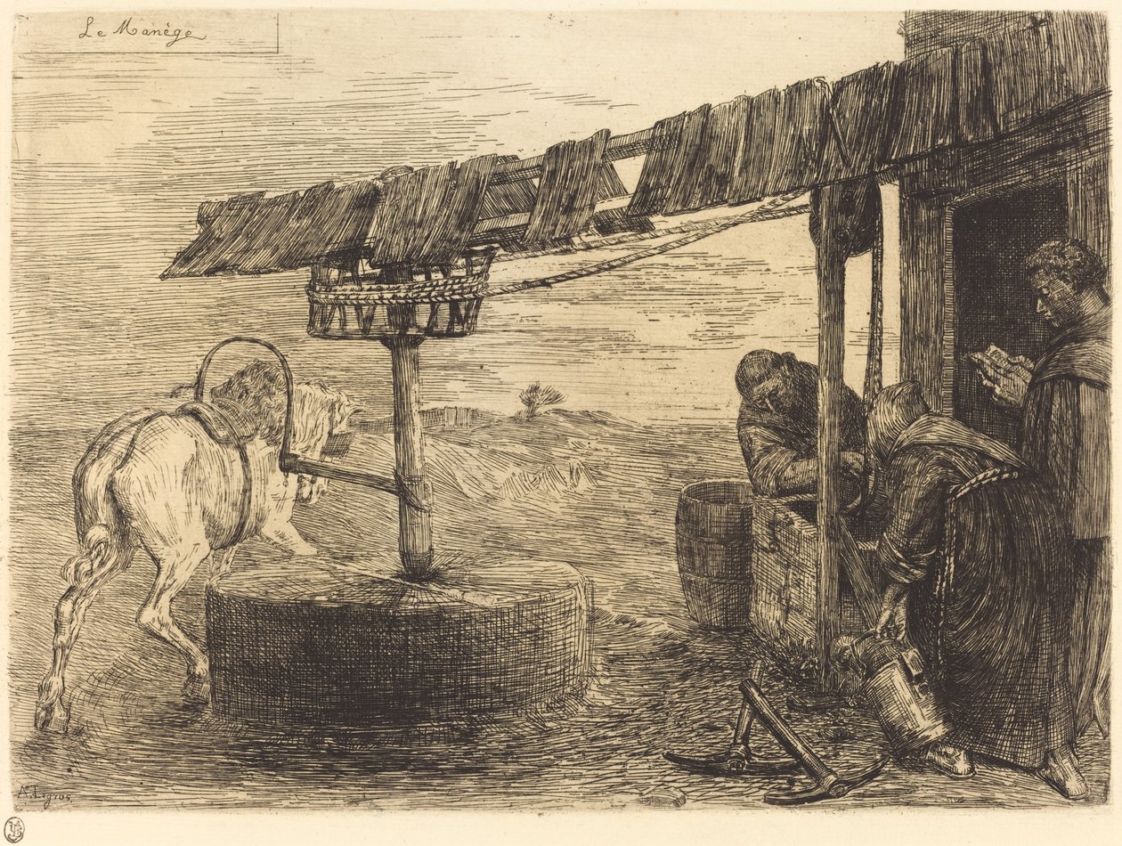 Hevoskäyttöinen mylly (Le manege) tekijältä Alphonse Legros