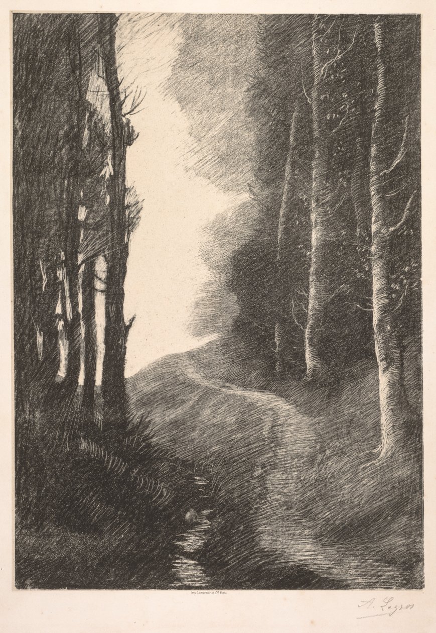 Maisema koivuilla. tekijältä Alphonse Legros