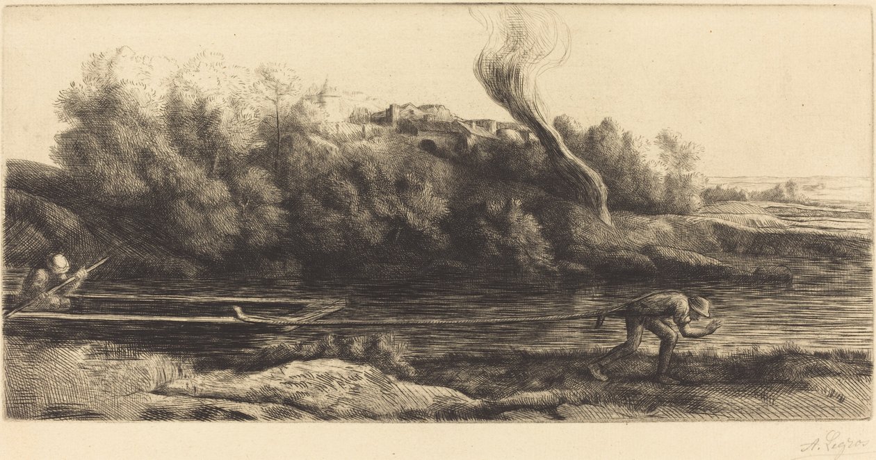 Maisema veneellä, 2. levy Paysage au bateau. tekijältä Alphonse Legros