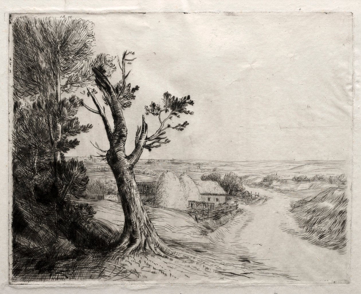 Maisema olkipintojen kanssa. tekijältä Alphonse Legros