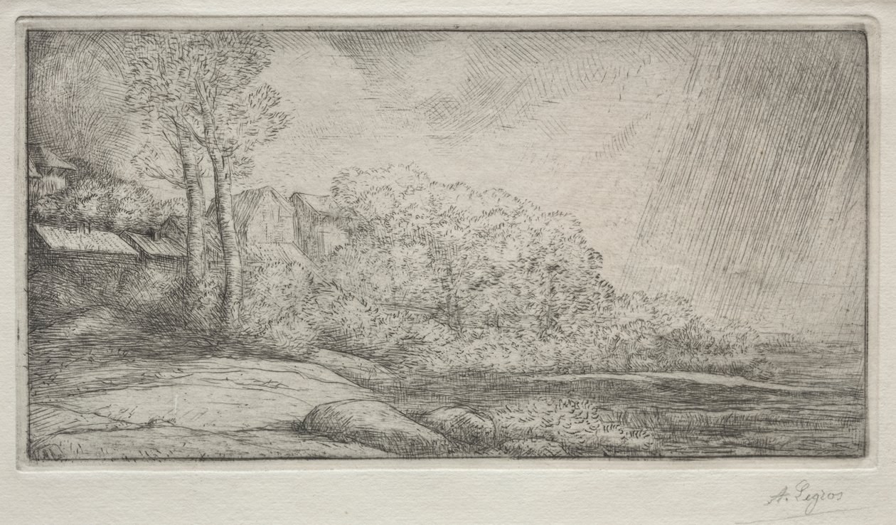 Maisema kahdella puulla tekijältä Alphonse Legros