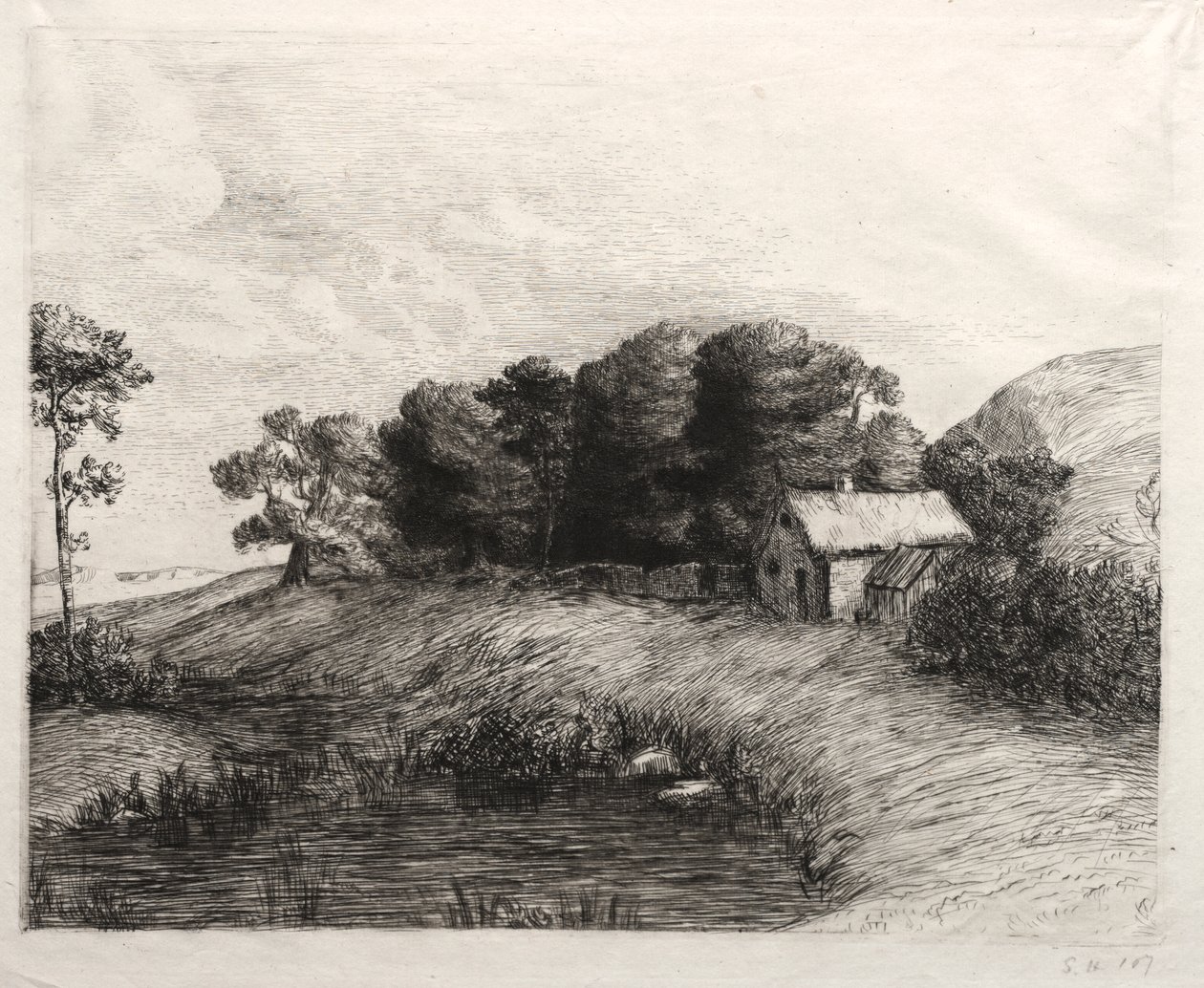 Maisema lampineen tekijältä Alphonse Legros