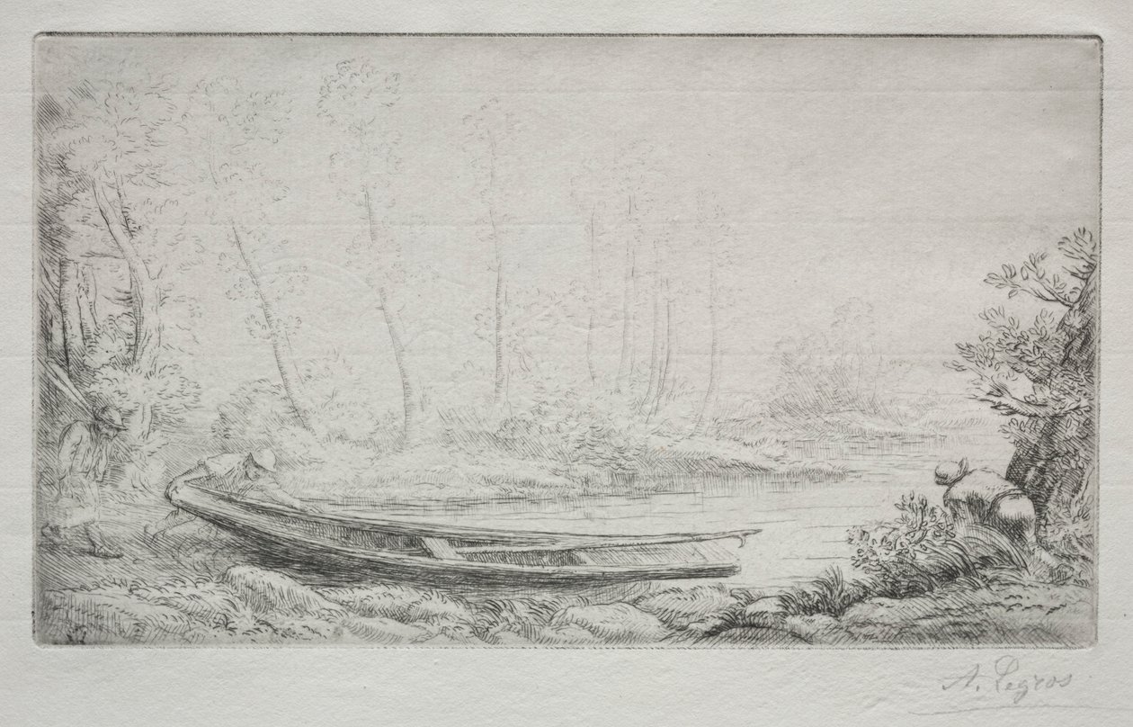 Lähtö kalalle, sumussa. tekijältä Alphonse Legros