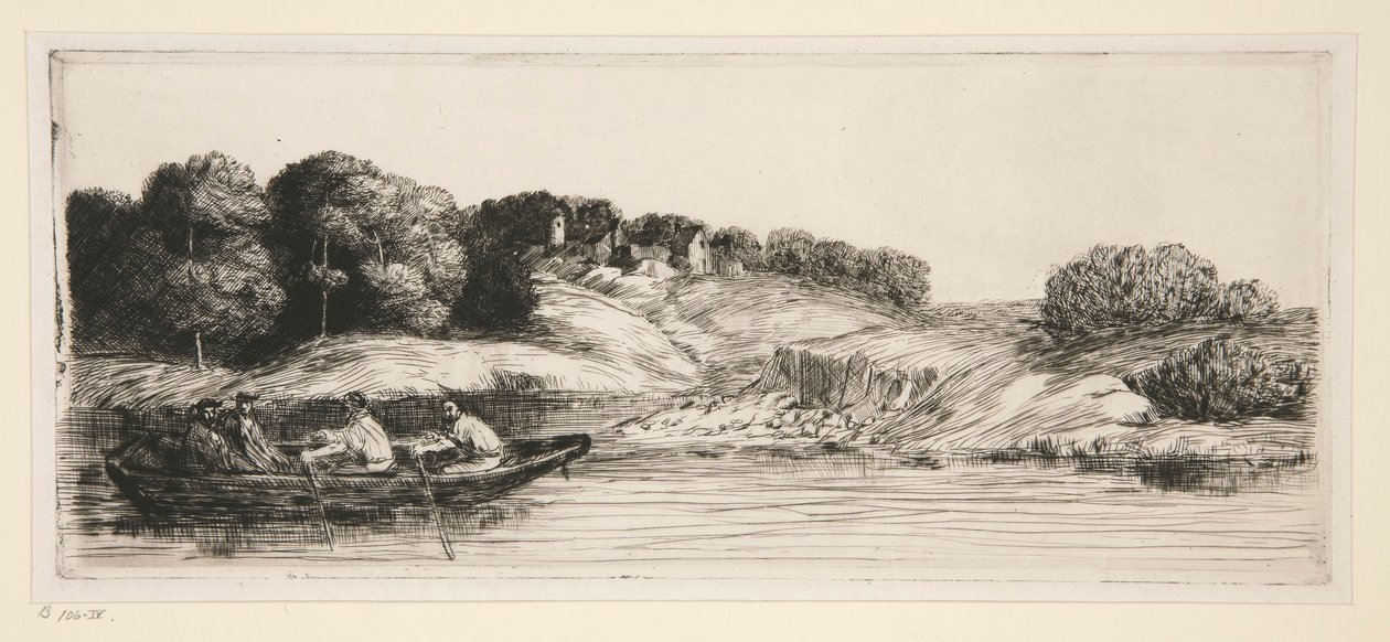 Maisema veneen kanssa (1. levy) tekijältä Alphonse Legros