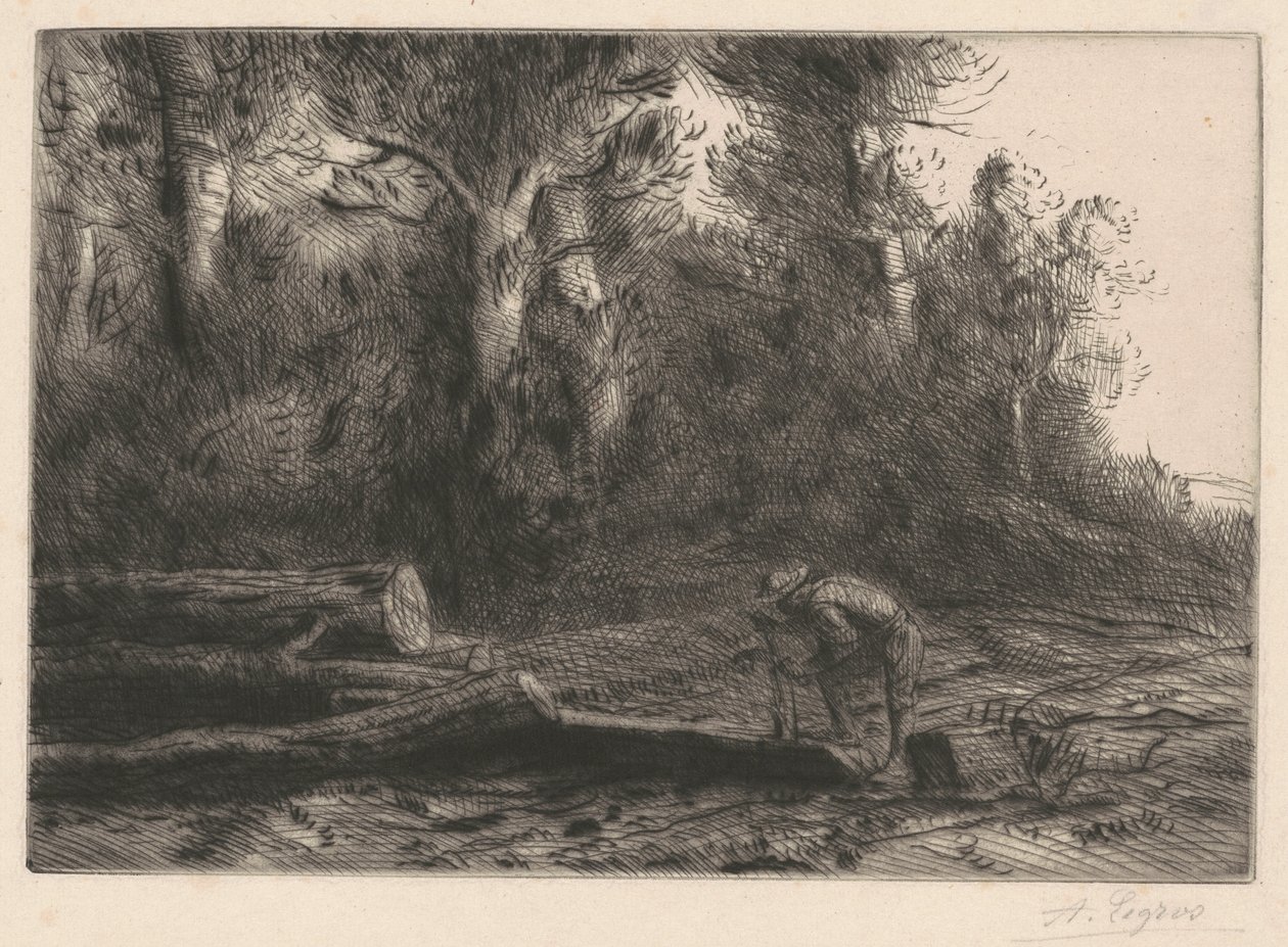 Man Squaring Logs (Mies, joka halkaisee puita) tekijältä Alphonse Legros