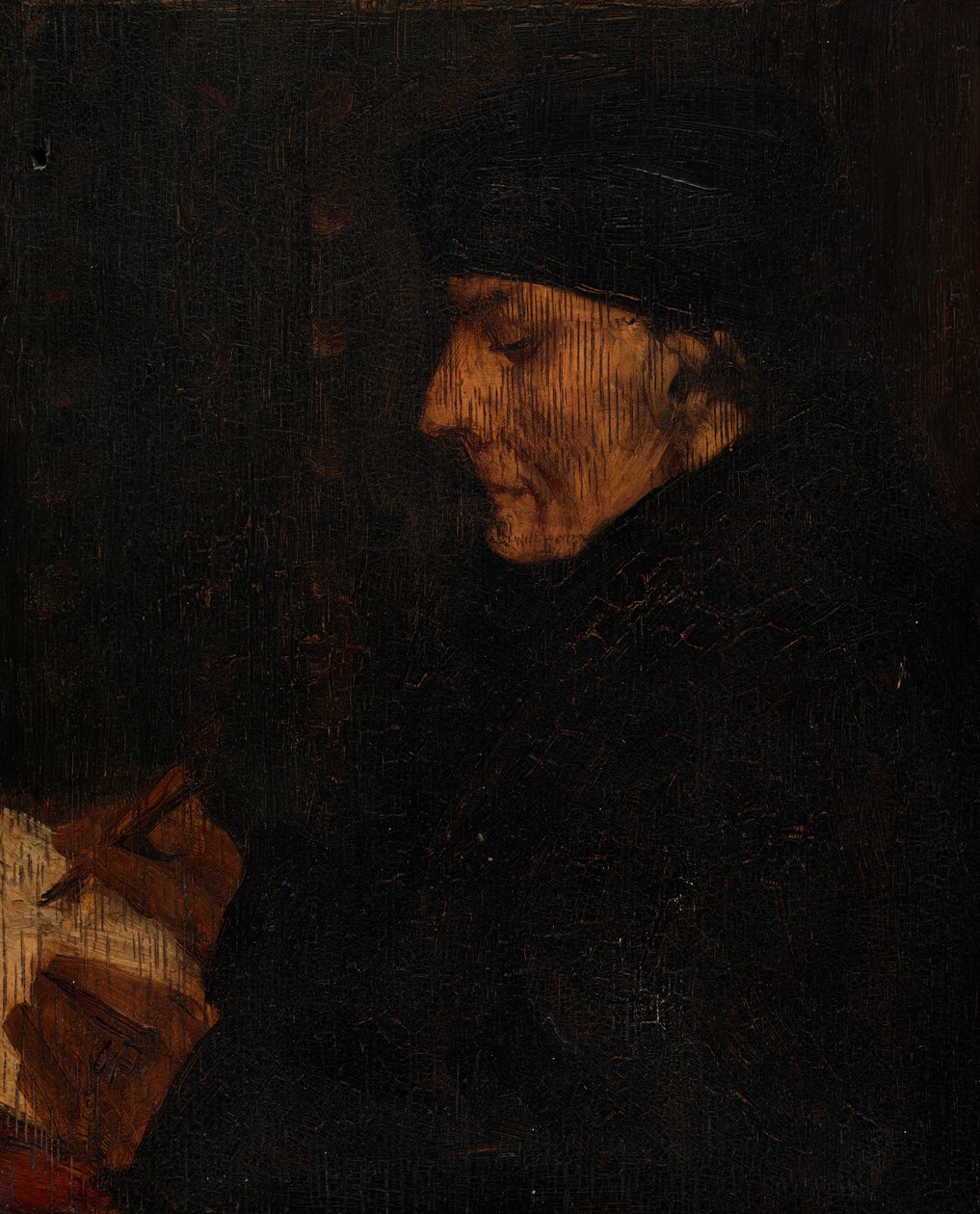 Muistinvarainen jäljennös Holbeinin Erasmuksesta tekijältä Alphonse Legros