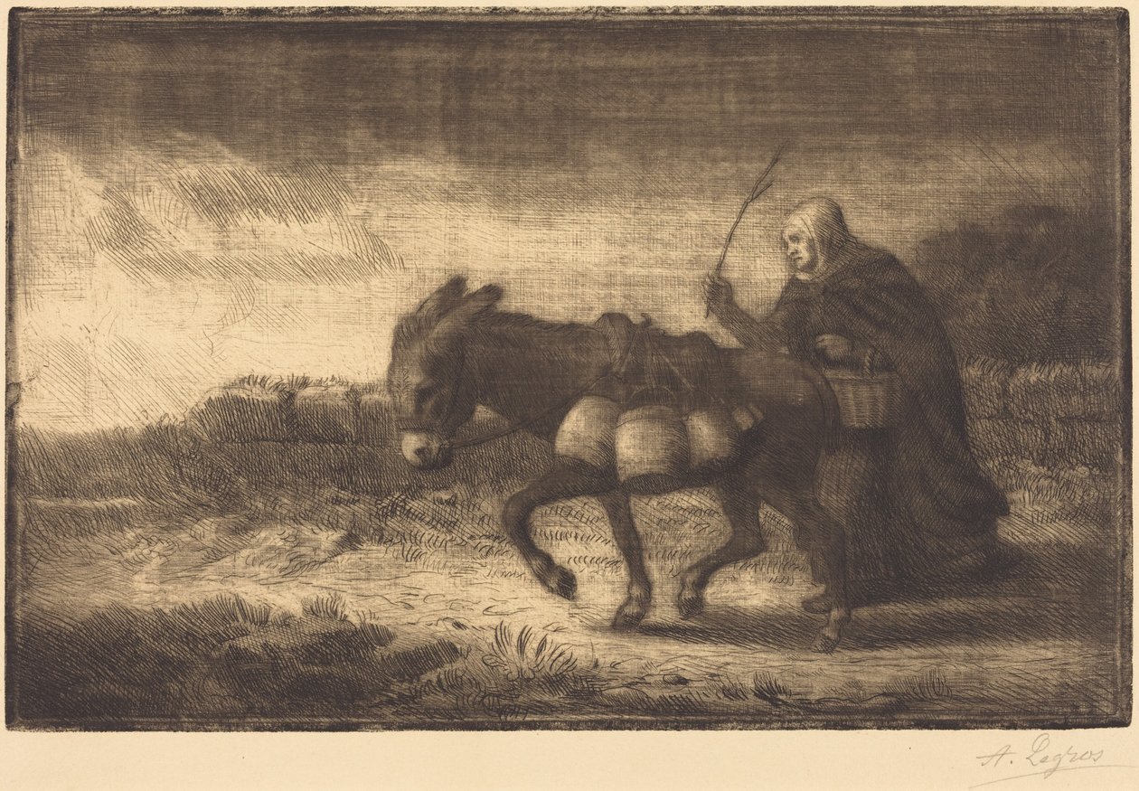 Boulognen maitotyttö, 1. levy (Laitière à Boulogne) tekijältä Alphonse Legros