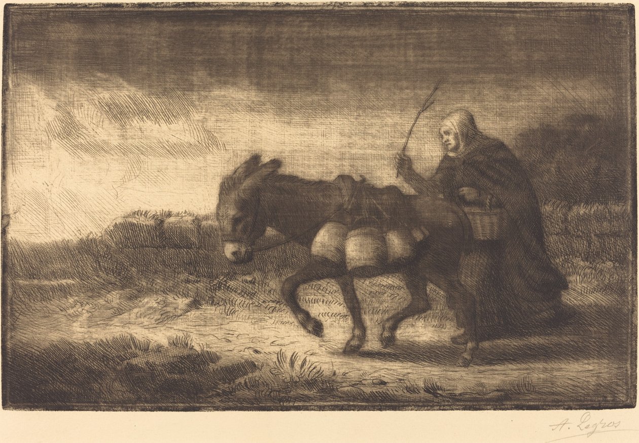 Boulognen lypsyneito, 1. levy Laitiere a Boulogne. tekijältä Alphonse Legros