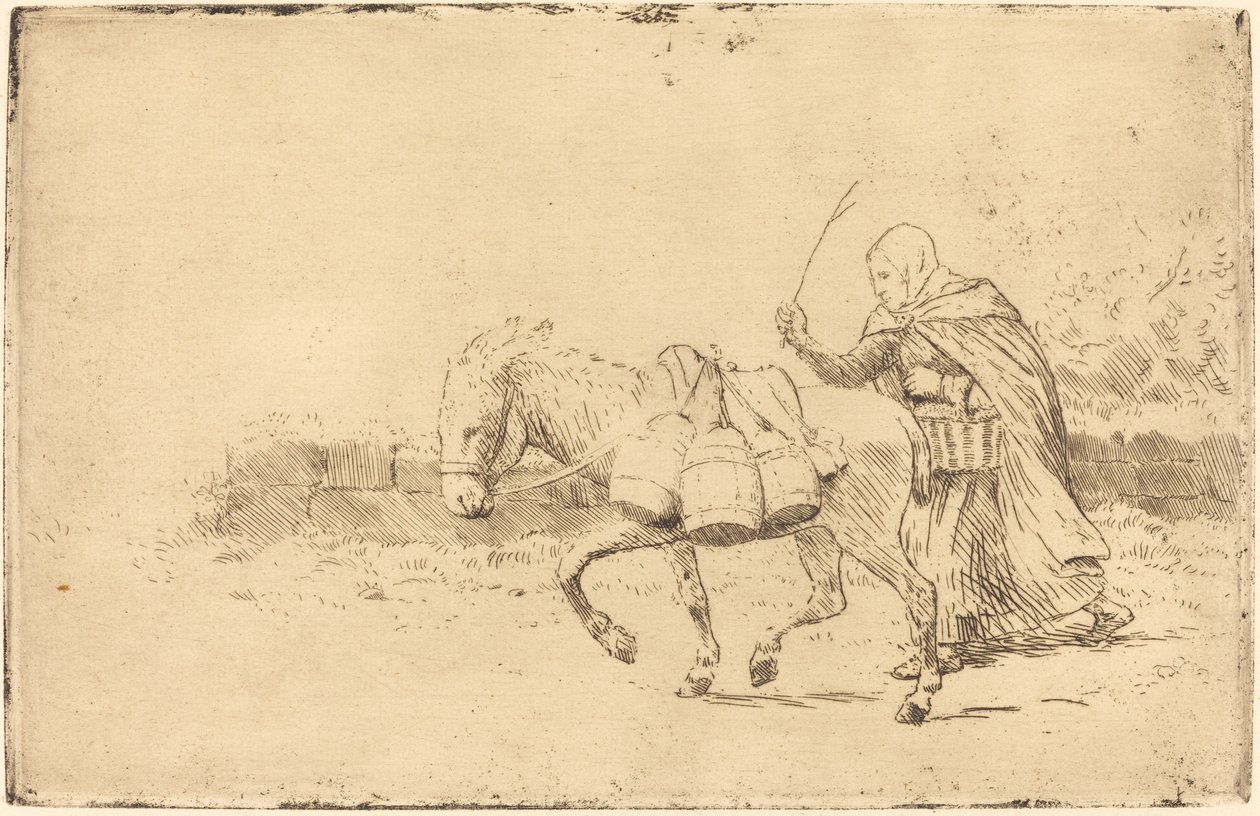 Boulognen lypsyneito, 1. levy Laitiere a Boulogne. tekijältä Alphonse Legros