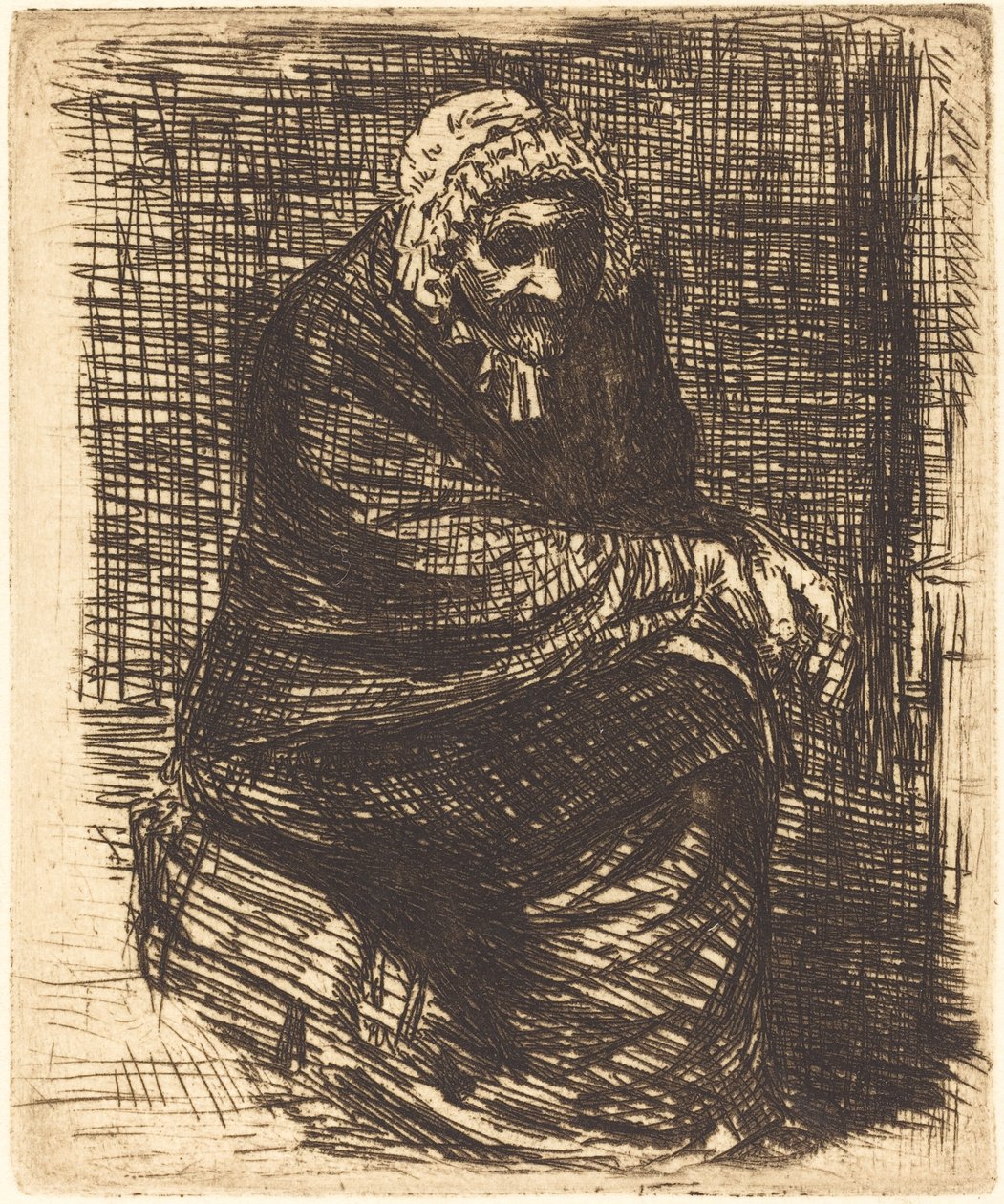 Vanha nainen istuu tekijältä Alphonse Legros