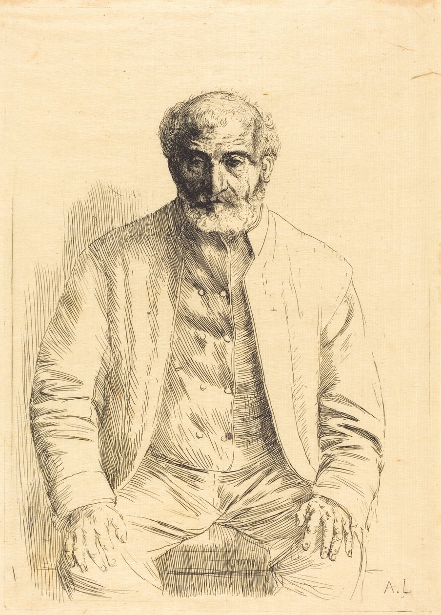 Istuva vanha mies (Vieillard assis) tekijältä Alphonse Legros