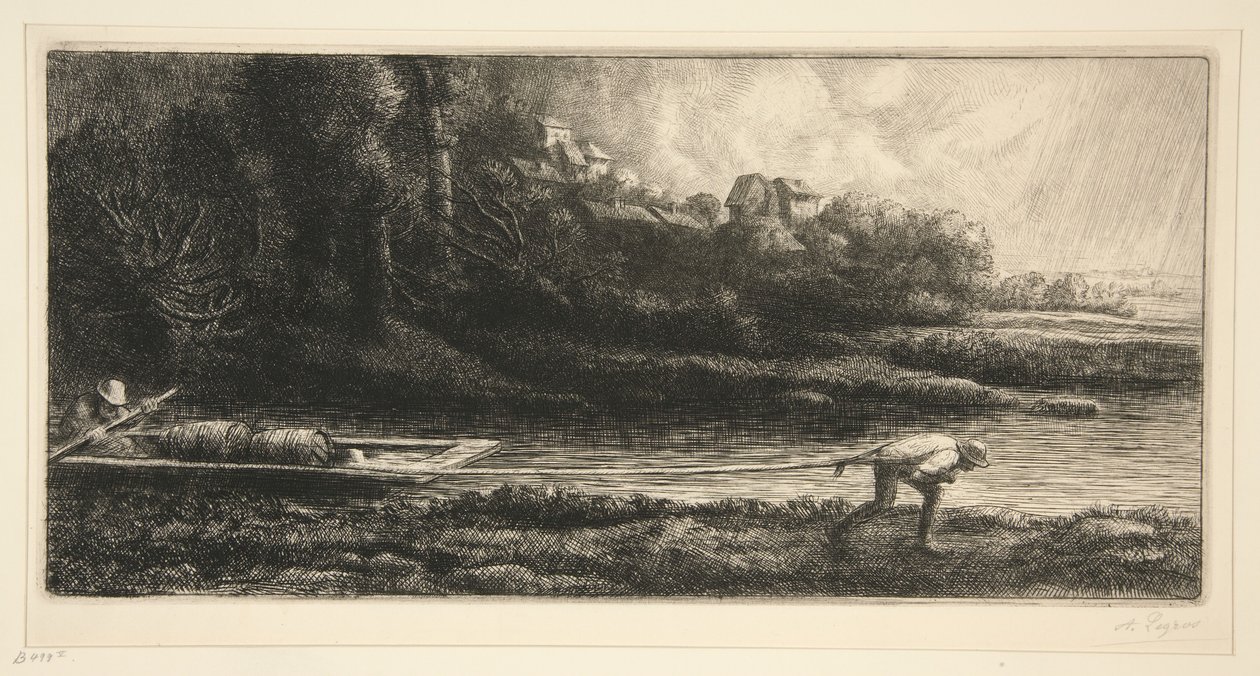 Maisema veneestä tekijältä Alphonse Legros
