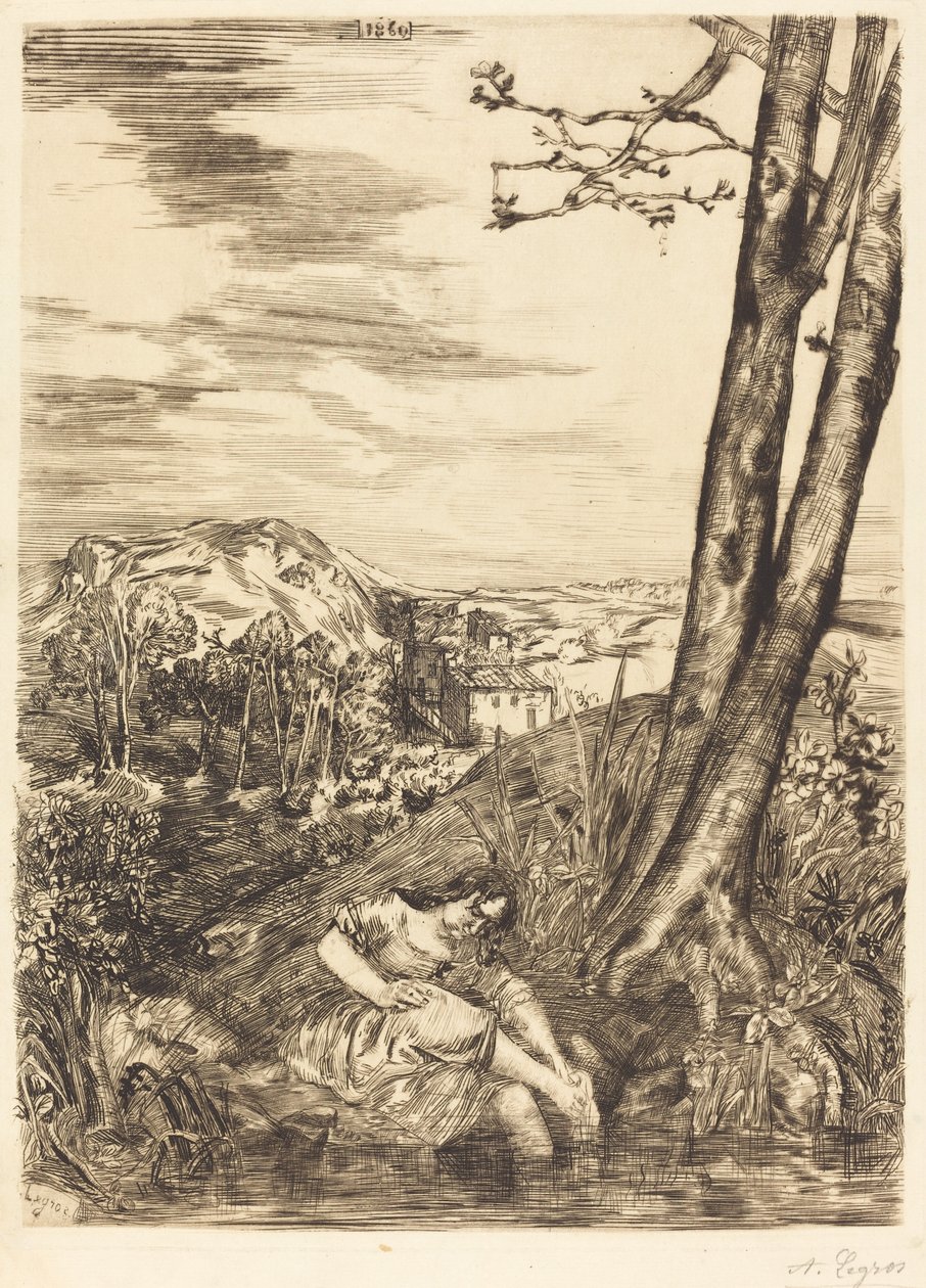Talonpoika Pesemässä Jalkojaan tekijältä Alphonse Legros
