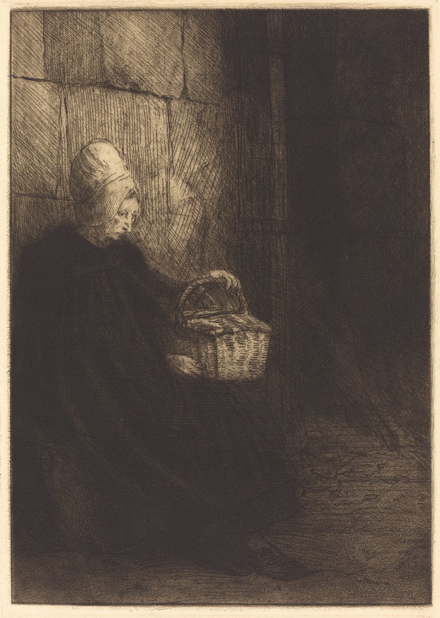 Boulognen talonpoikanainen Talonpoikanainen Boulognen ympäristöstä, joka tunnetaan nimellä La femme au panier. tekijältä Alphonse Legros
