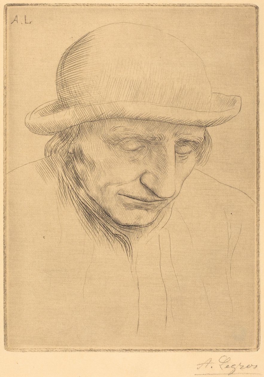 Peasant in a Round Hat (Maanviljelijä pyöreällä hatulla) tekijältä Alphonse Legros
