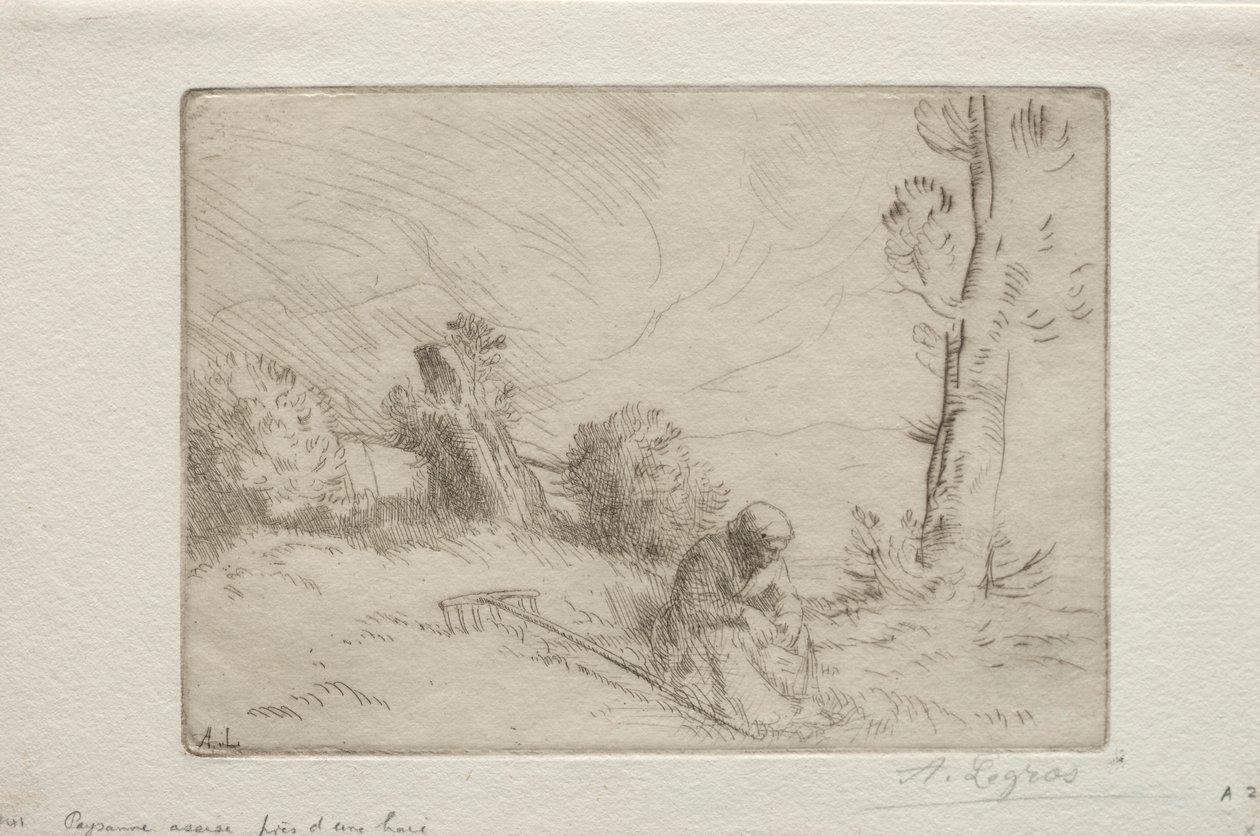 Talonpoika kiviaidan lähellä. tekijältä Alphonse Legros