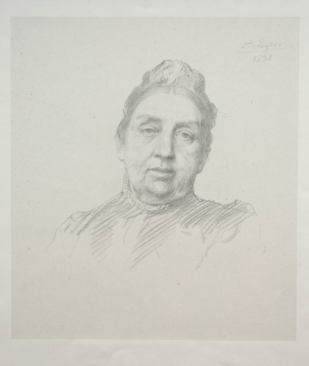Madame Kempin muotokuva edestä (3. levy) tekijältä Alphonse Legros