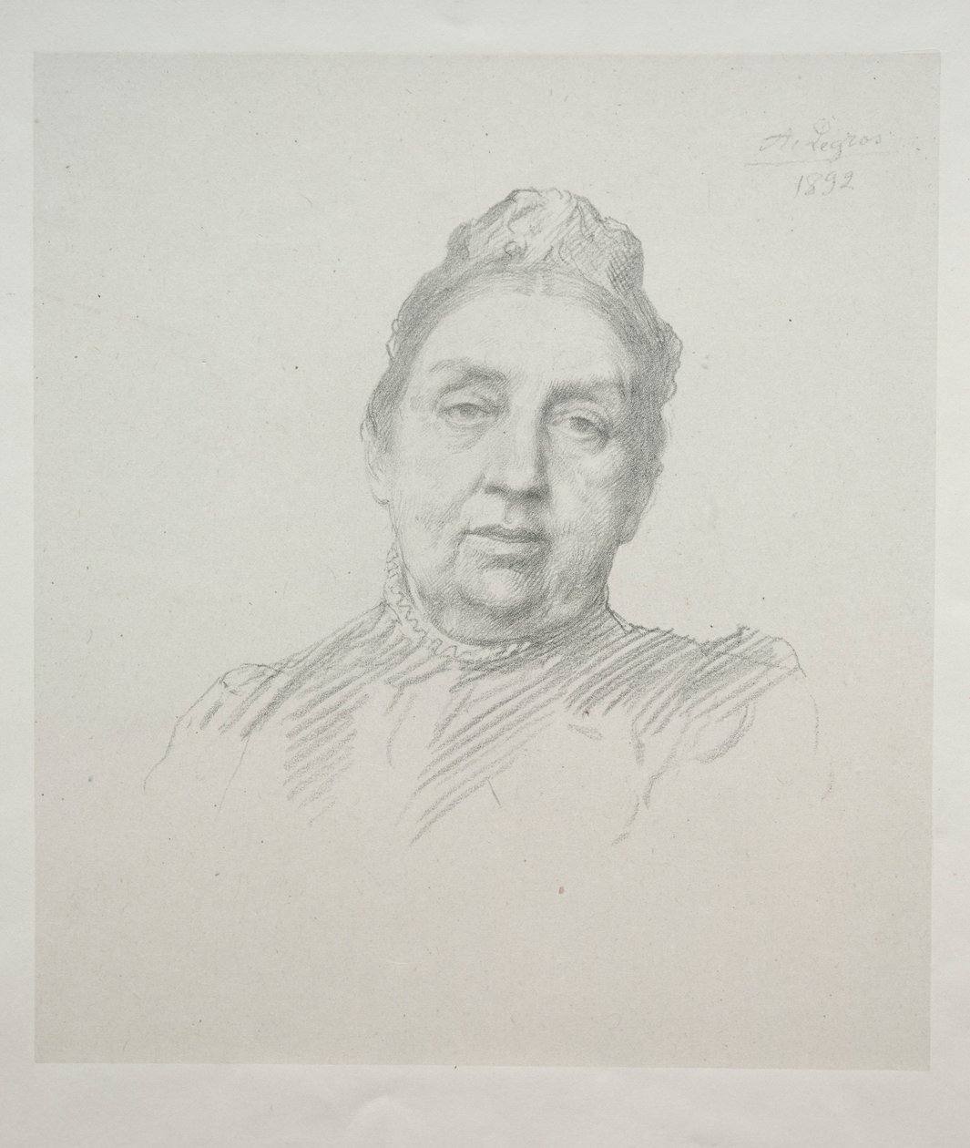 Madame Kempin muotokuva, edestä katsottuna 3. levy. tekijältä Alphonse Legros