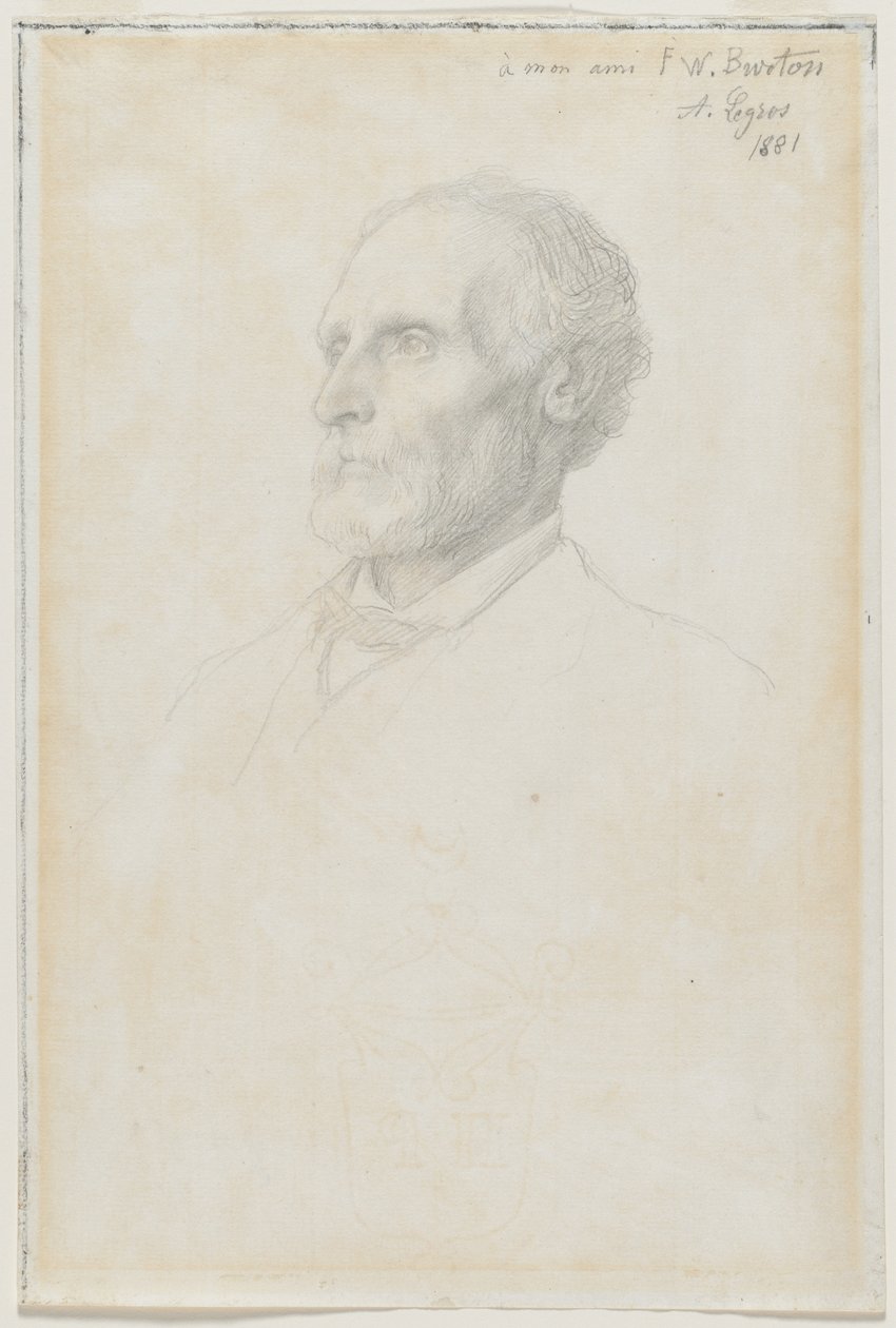 Muotokuva Sir Frederick W. Burtonista, Lontoon National Galleryn johtajasta tekijältä Alphonse Legros