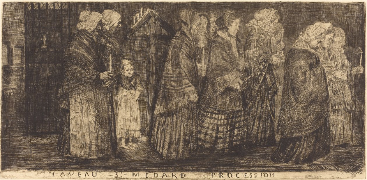 Kulkue Pyhän Medardin haudalla tekijältä Alphonse Legros