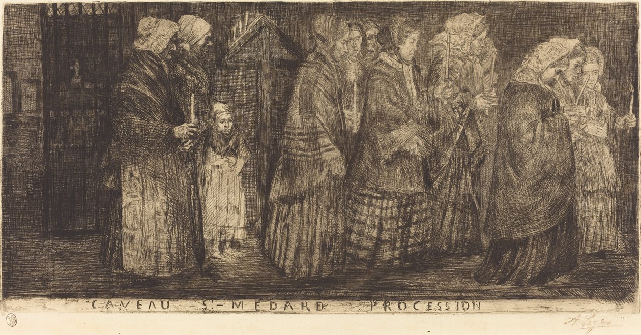 Kulkue Pyhän Medardin haudalla Kulkue St. Medardin holveissa, 1859. tekijältä Alphonse Legros