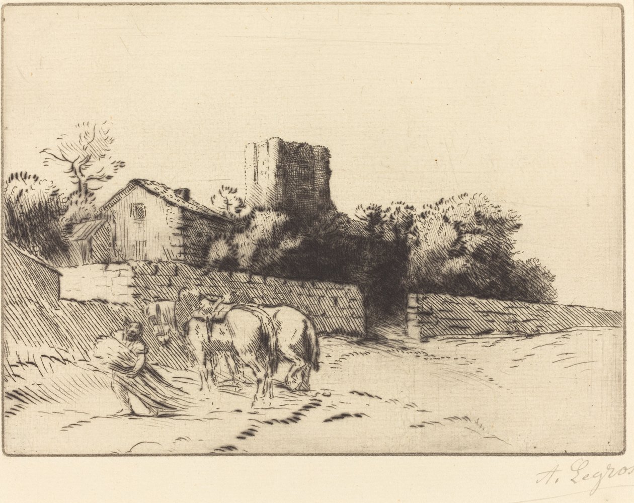 Pastorin muuri (Le mur du presbytere) tekijältä Alphonse Legros
