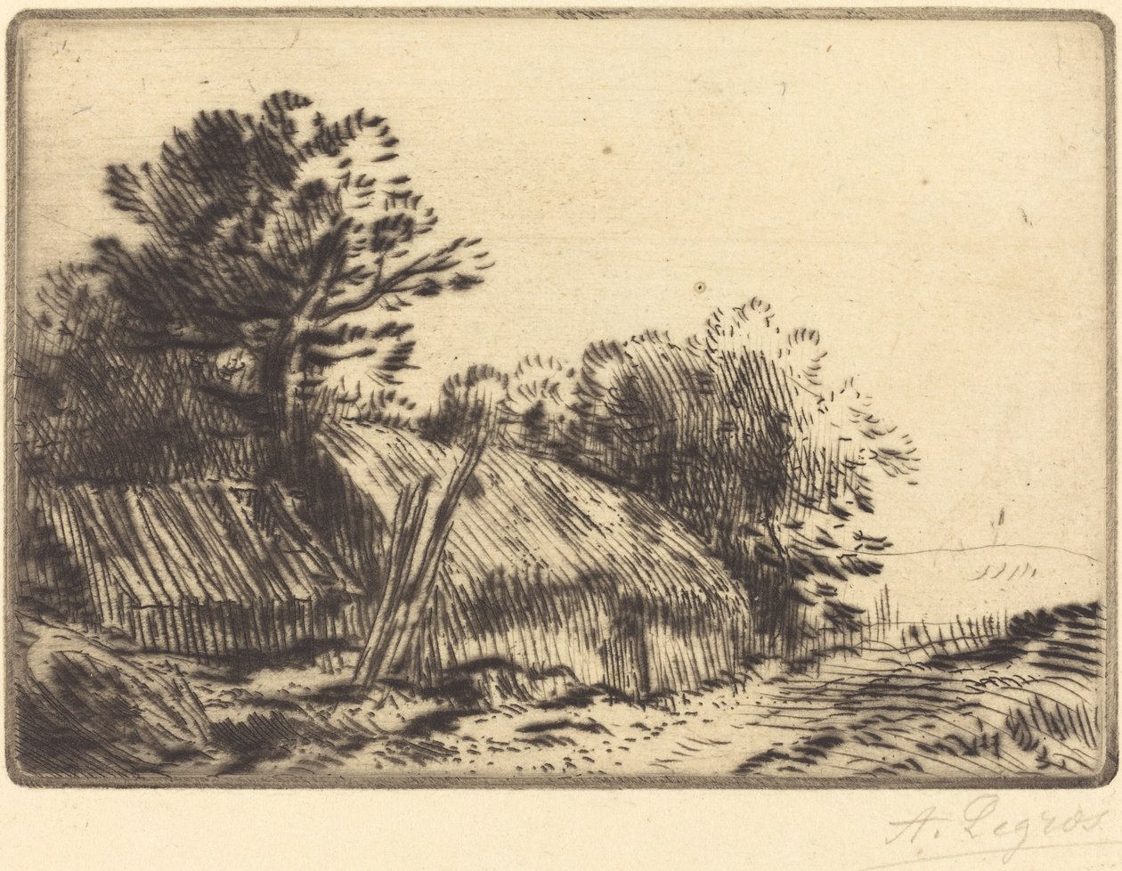Maalaismainen kohtaus (Scene rustique) tekijältä Alphonse Legros