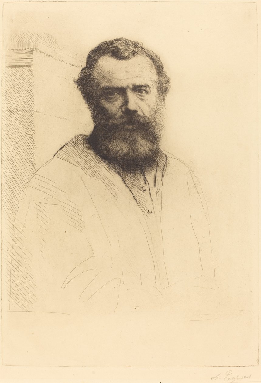 Autoretrat, 3a làmina, 1880. finlandès tekijältä Alphonse Legros