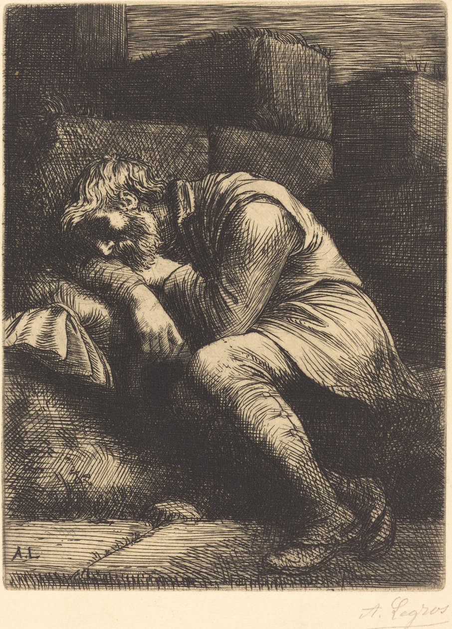 Nukkuva kerjäläinen tekijältä Alphonse Legros