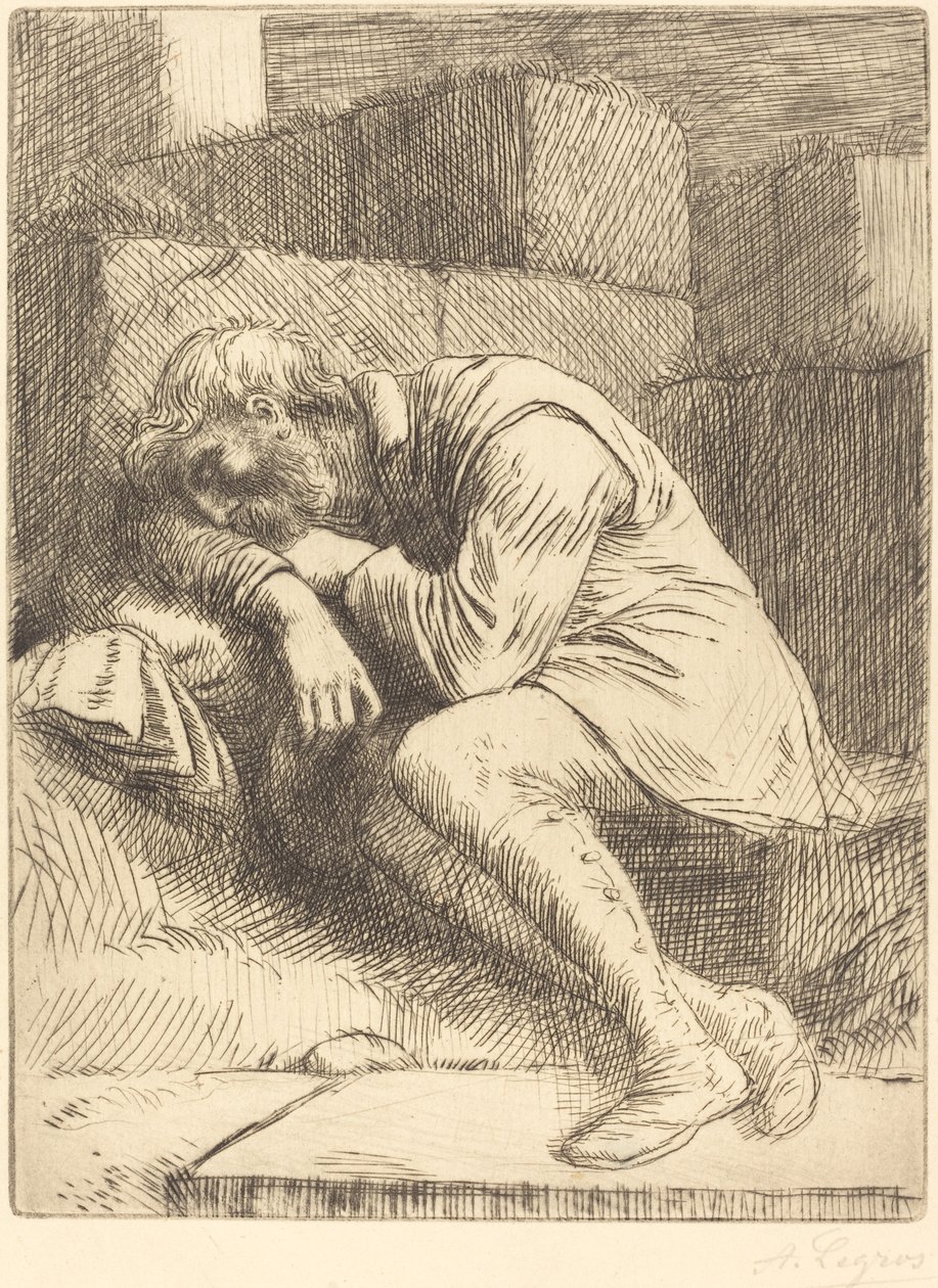 Nukkuva kerjäläinen tekijältä Alphonse Legros