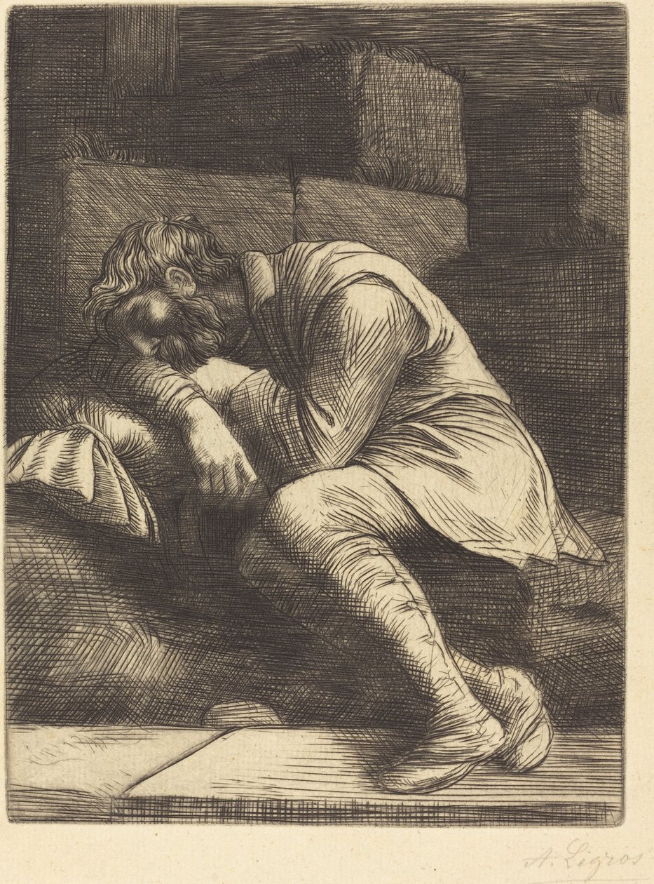 Nukkuva kerjäläinen Nukkuva kerjäläinen. tekijältä Alphonse Legros