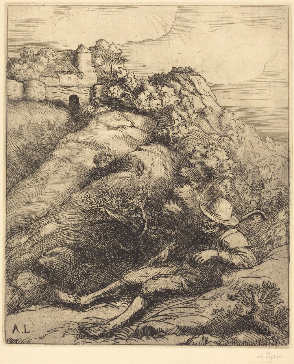 Sleeping Shepherd (Paimenen lepo) tekijältä Alphonse Legros