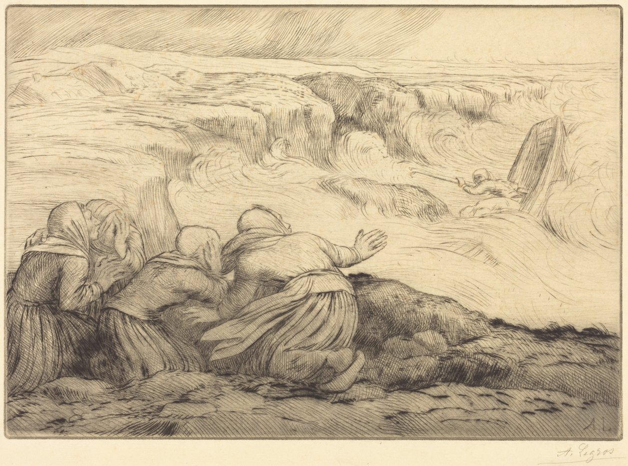 Vaikeuksissa oleva pieni vene (Barque en peril) tekijältä Alphonse Legros