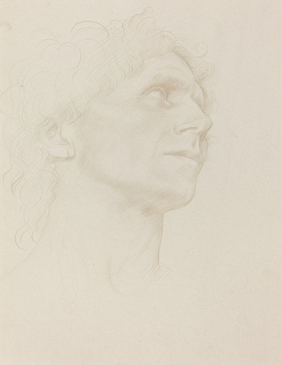 Tutkimus naisen päästä, käännetty oikealle. tekijältä Alphonse Legros