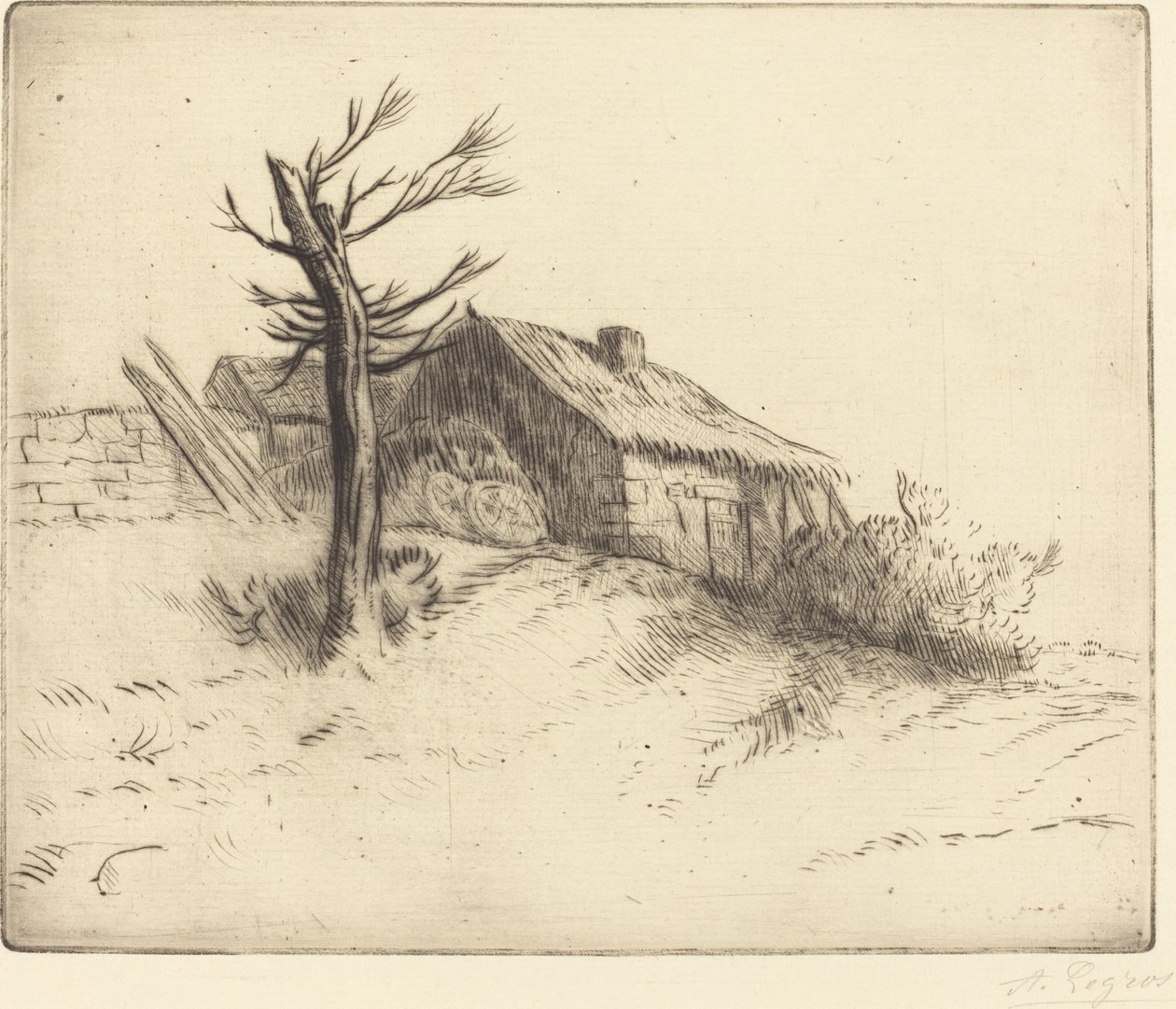 Olkikattoinen mökki (Chaumiere) tekijältä Alphonse Legros