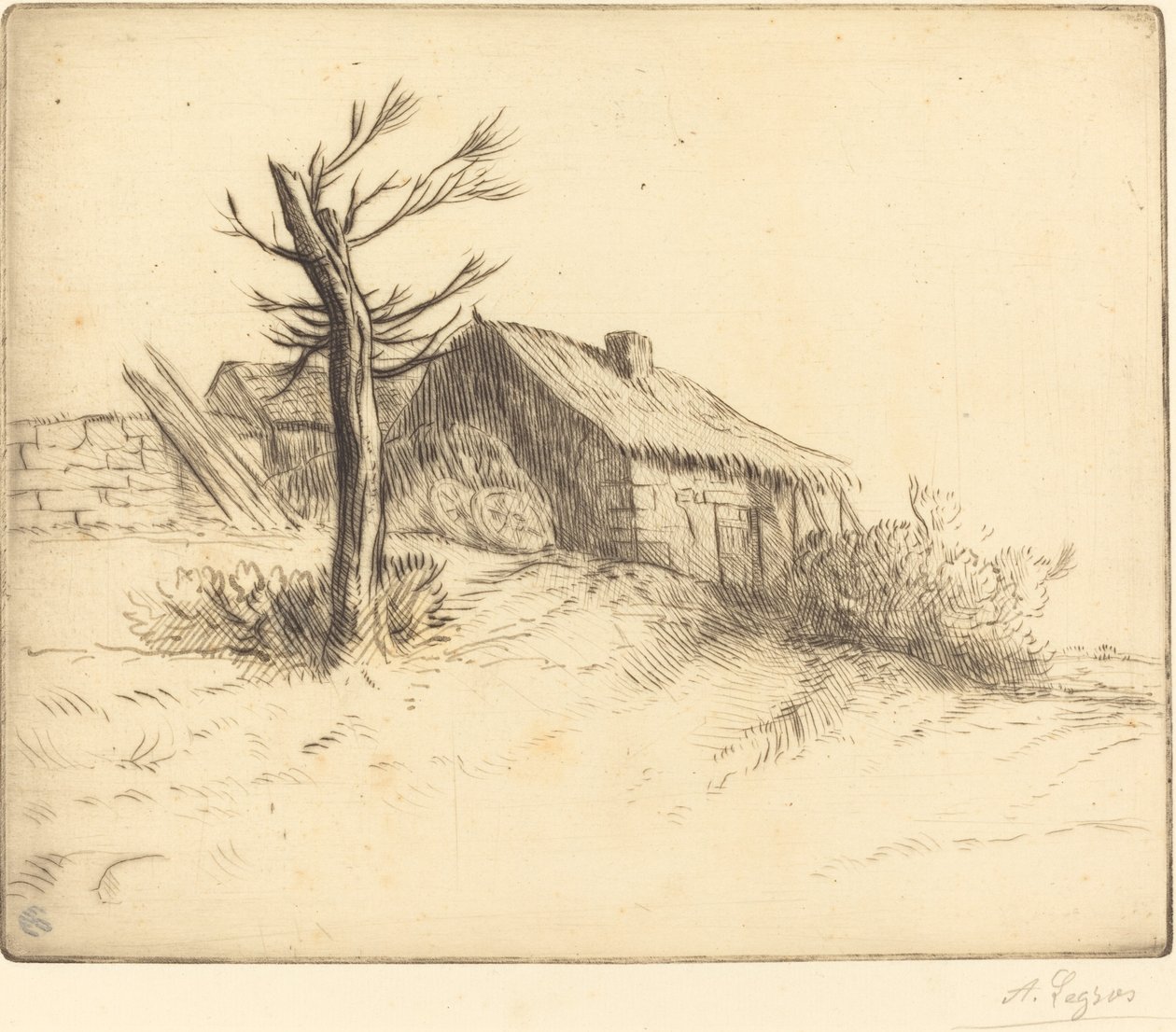 Olkikattoinen mökki (Chaumiere) tekijältä Alphonse Legros