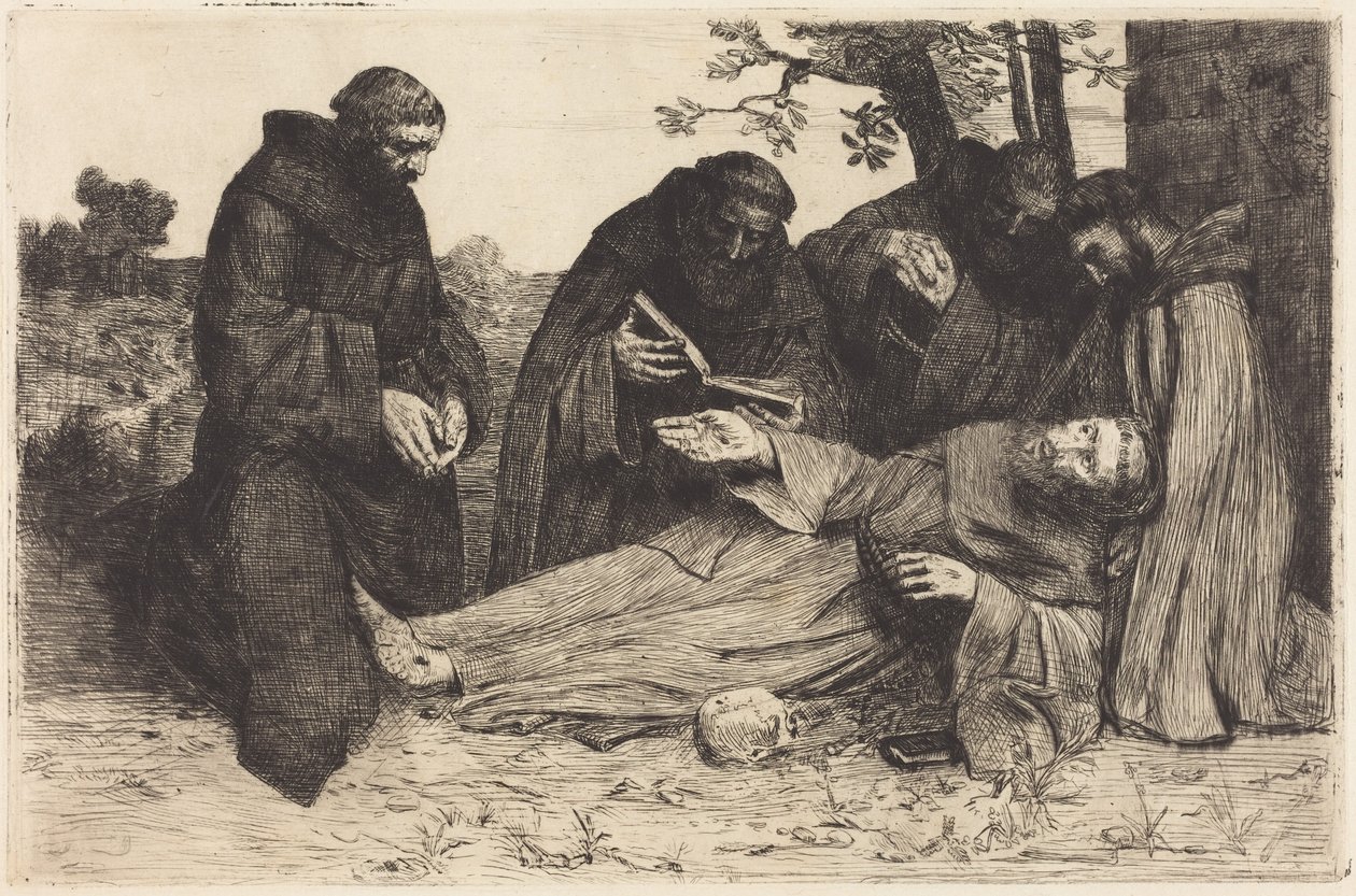 Pyhän Franciscuksen kuolema tekijältä Alphonse Legros