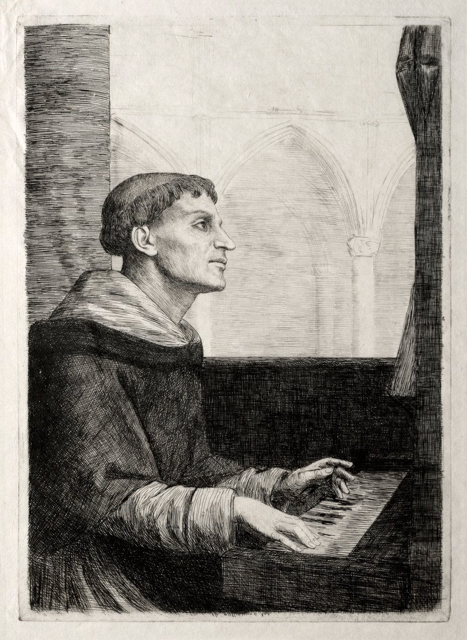 Munkki urkuilla. tekijältä Alphonse Legros